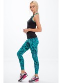 Mint sports leggings with a leopard print H006 - Online store - Boutique